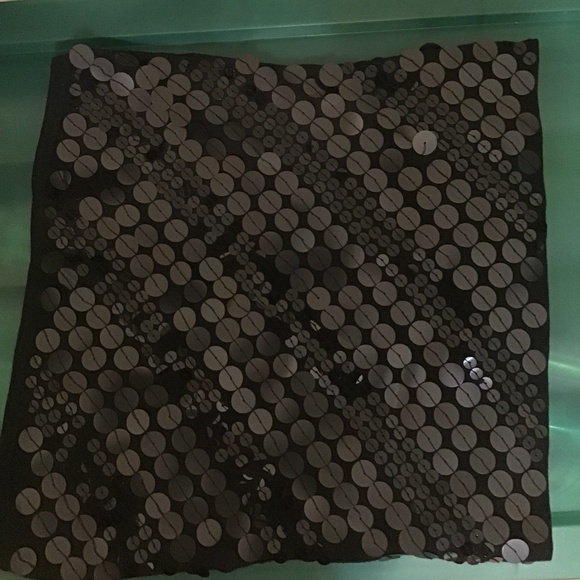 BANDOLINO All Over Sequin BLACK Strapless Bandeau Top LARGE Cruise Resort Wear L - Picture 1 of 4